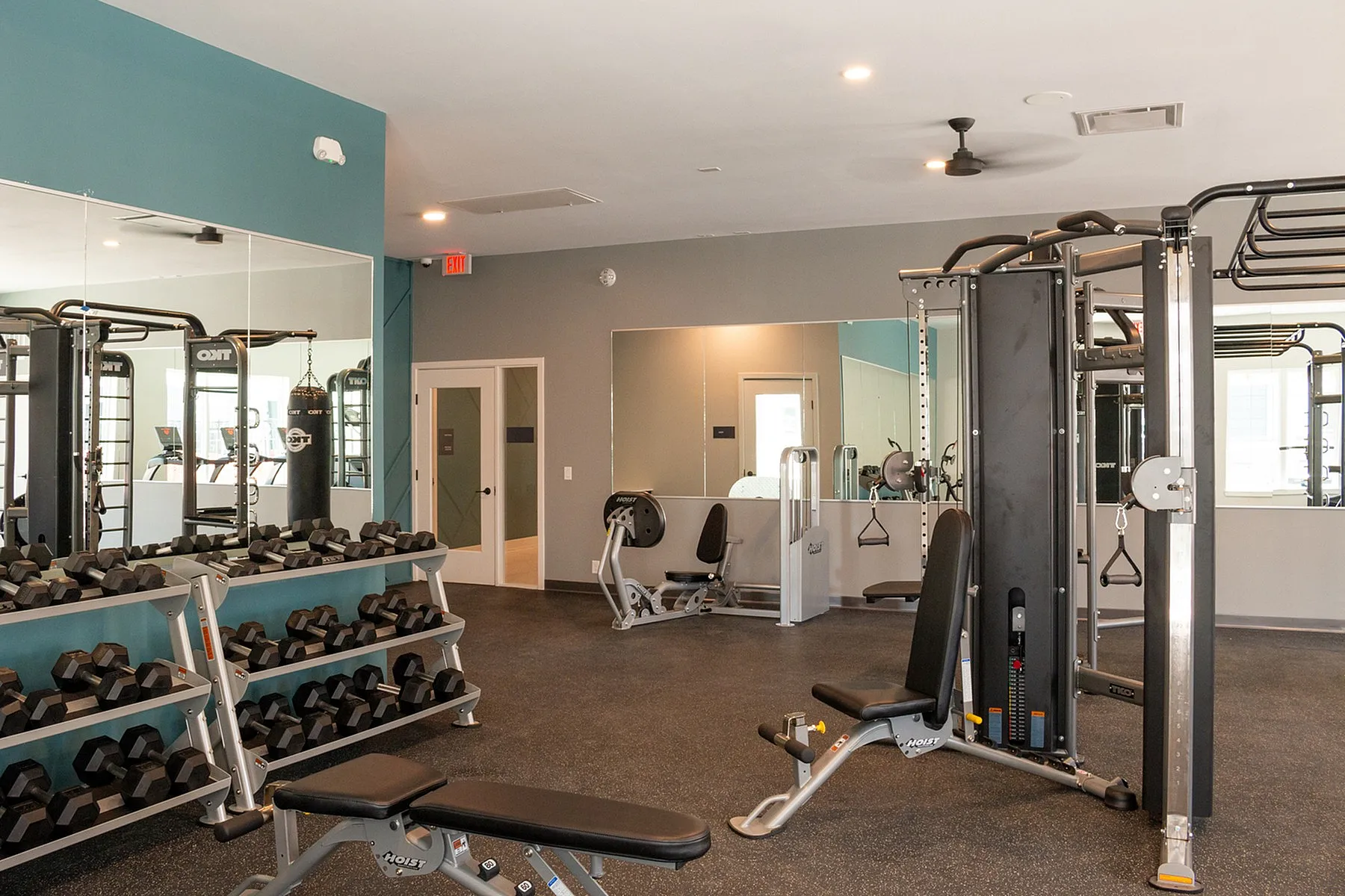 Modern fitness facility with state-of-the-art gym equipment and inviting workout space.