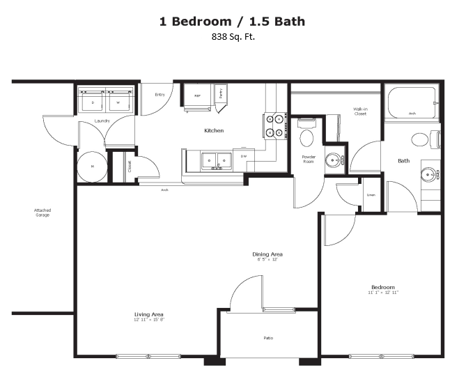 Modern 2D floor plan featuring 2 bedrooms, a sleek kitchen, and an open dining and living area, offering a contemporary layout.