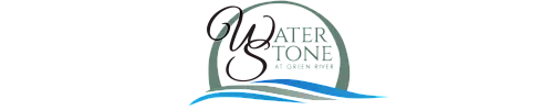 Elegant logo for Waterstone at Green River featuring flowing river design.