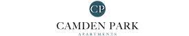 Elegant logo for Camden Park Apartments featuring a sophisticated design with 'CP' initials.