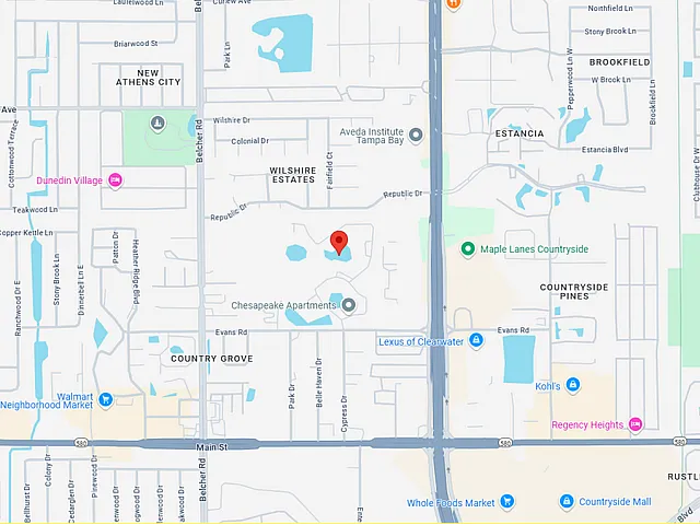 Map displaying the convenient neighborhood around Chesapeake Apartments with nearby amenities.