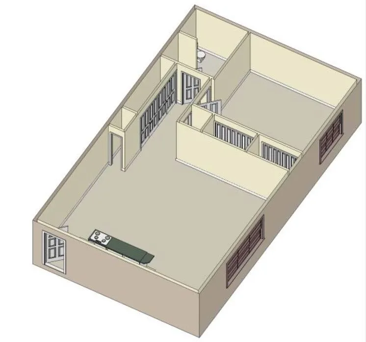 1 bedroom floor plan 3D