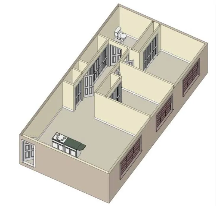 2 bedroom floor plan 3D