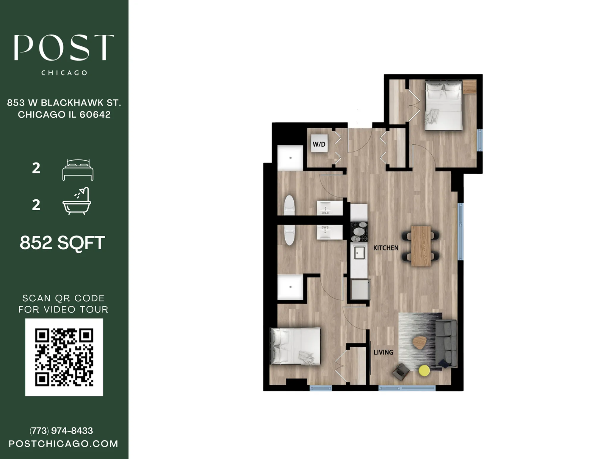 2 Bedroom, 2 Bathroom