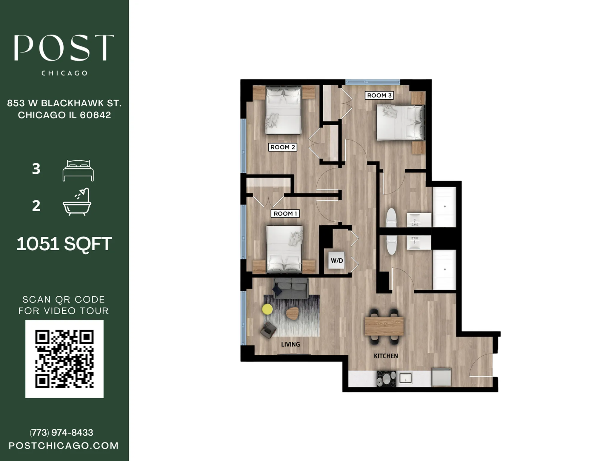 3 Bedroom, 2 Bathroom