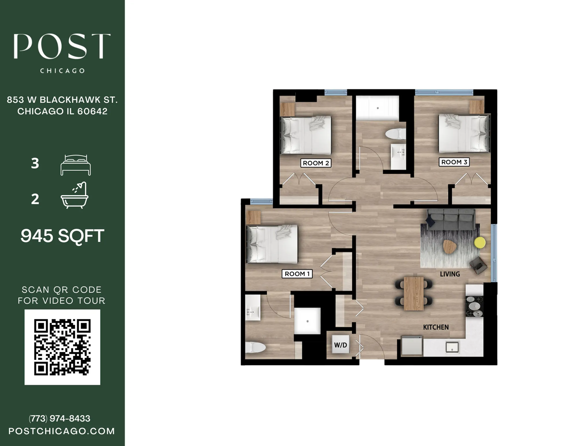 3 Bedroom, 2 Bathroom