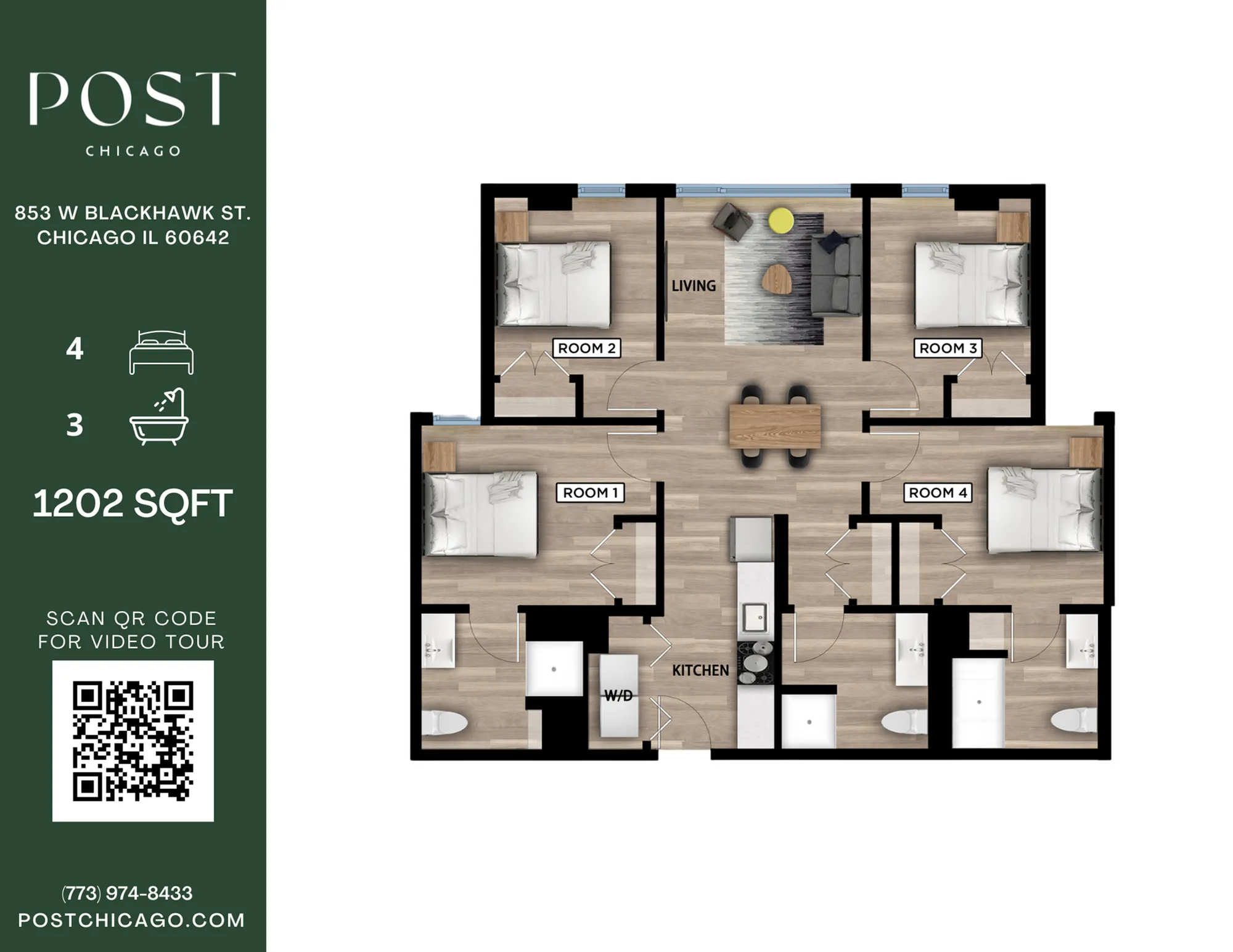 4 Bedroom, 3 Bathroom
