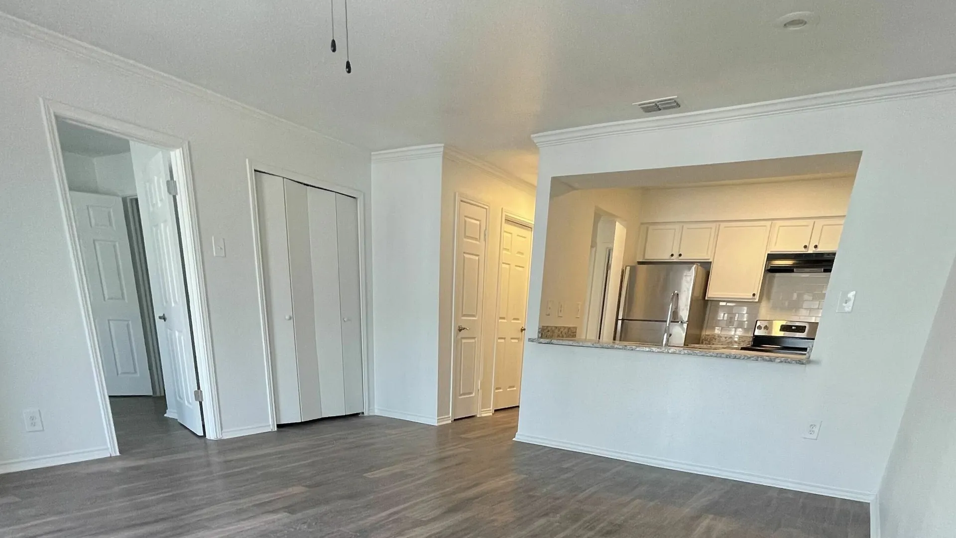 kitchen and living