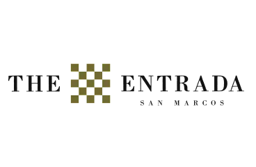 Logo of The Entrada San Marcos, featuring stylish typography with a distinctive gold checkered design.
