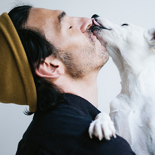 guy with a dog