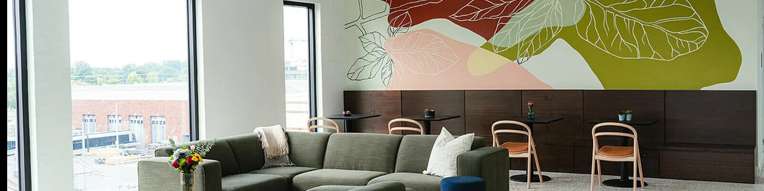 common space with seating and tvs