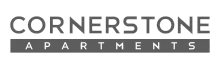 Sleek Cornerstone Apartments logo in modern typography.