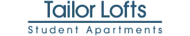 Tailor Lofts logo featuring elegant typography highlighting stylish student apartments.