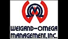 Logo of Weigand-Omega Management, Inc. featuring a stylized omega symbol in red and navy.