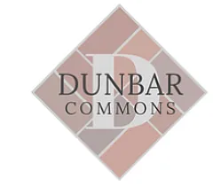 Elegant Dunbar Commons logo in a sophisticated diamond shape with a modern font.