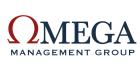 Omega Management Group logo with a bold and professional design, featuring a red omega symbol and modern typography.