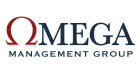 Sophisticated Omega Management Group logo with bold red and navy blue typography, exuding professionalism and elegance.