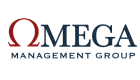 Elegant logo design featuring bold letters and a sophisticated red omega symbol, representing Omega Management Group.