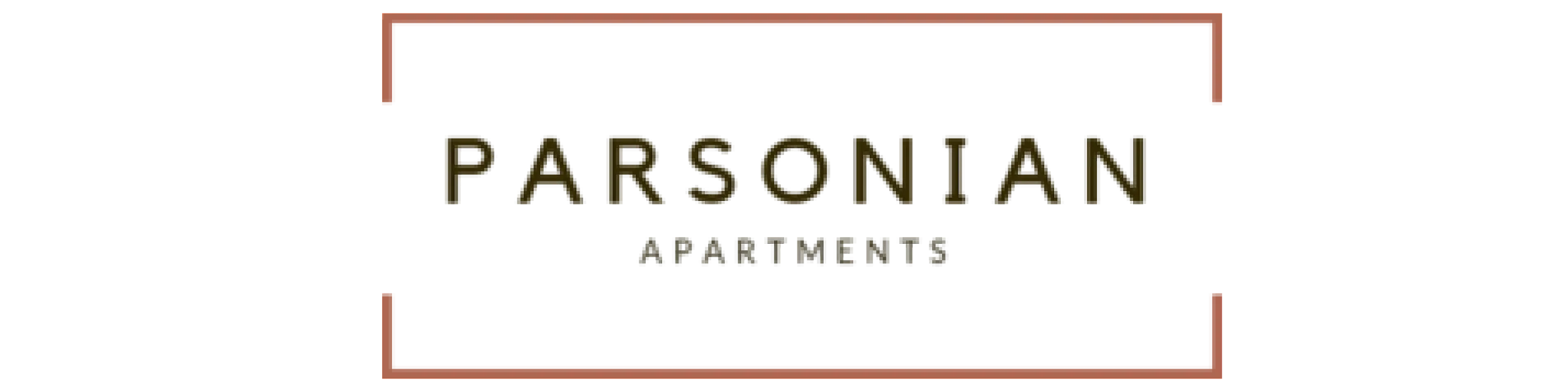 Elegant logo for Parsonian Apartments with modern typography on a stylish background.