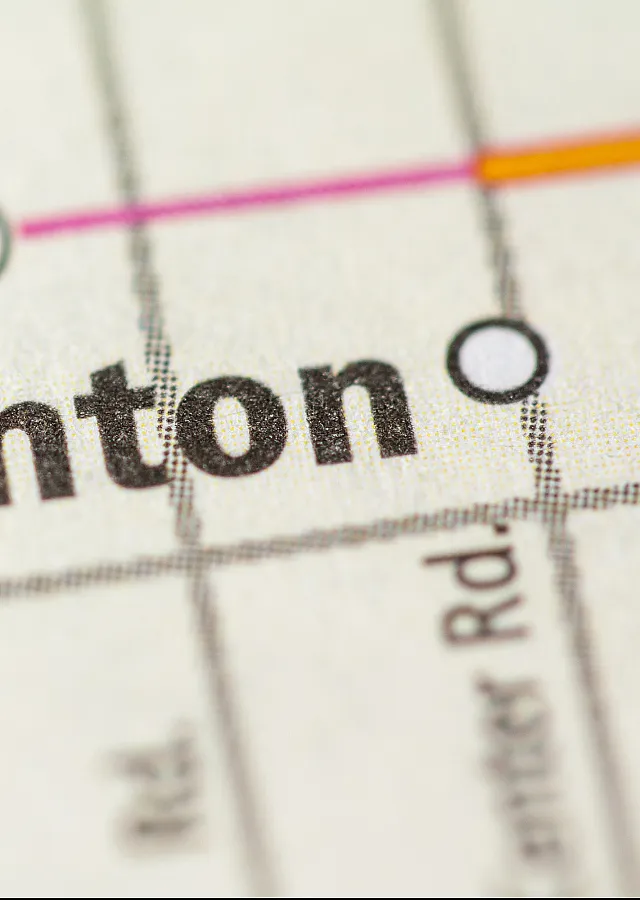 Close-up of a detailed map highlighting Canton with route markings, perfect for exploring new adventures.