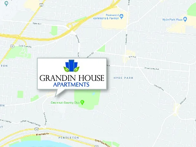 Map highlighting the prime location of Grandin House Apartments near Hyde Park and convenient city access.