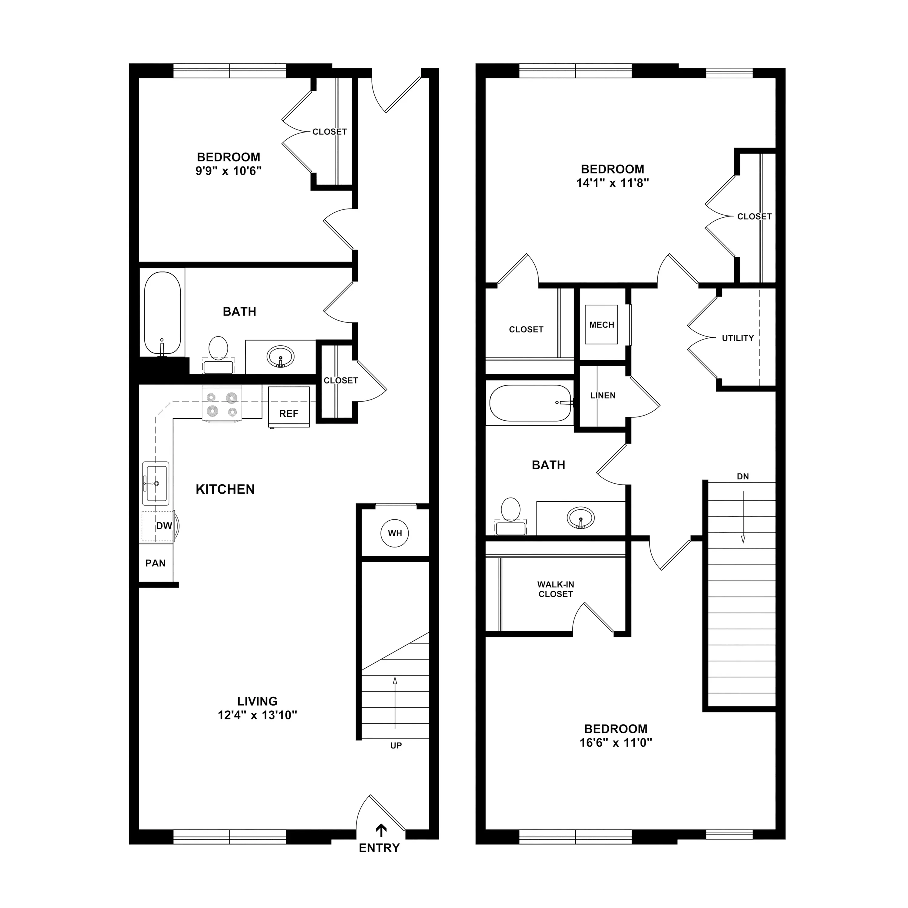 3E Delta - Elegant two-story floor plan showcasing 3 spacious bedrooms, a modern kitchen, and an expansive living area for ultimate comfort.