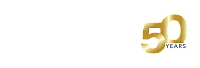 Barrett & Stokely 50th anniversary logo with elegant gold and white design, marking 50 years of excellence from 1975 to 2025.