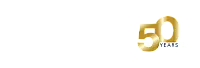 Barrett & Stokely's elegant 50th anniversary logo, featuring gold and white design elements celebrating 1975 to 2025.