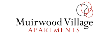 Elegant logo for Muirwood Village Apartments featuring sleek typography and intertwined circles for a modern living experience.