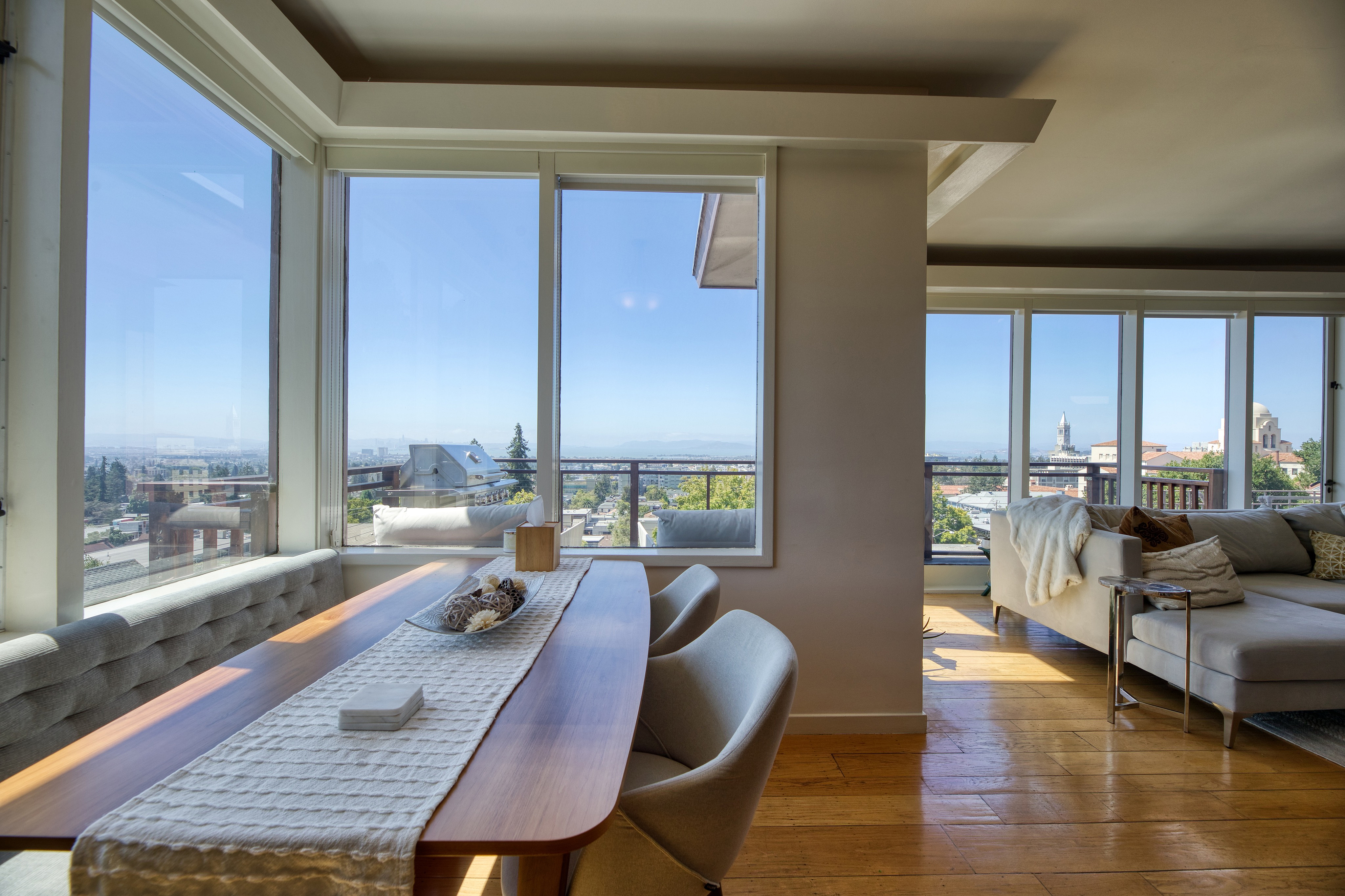 Floor to ceiling views of the bay