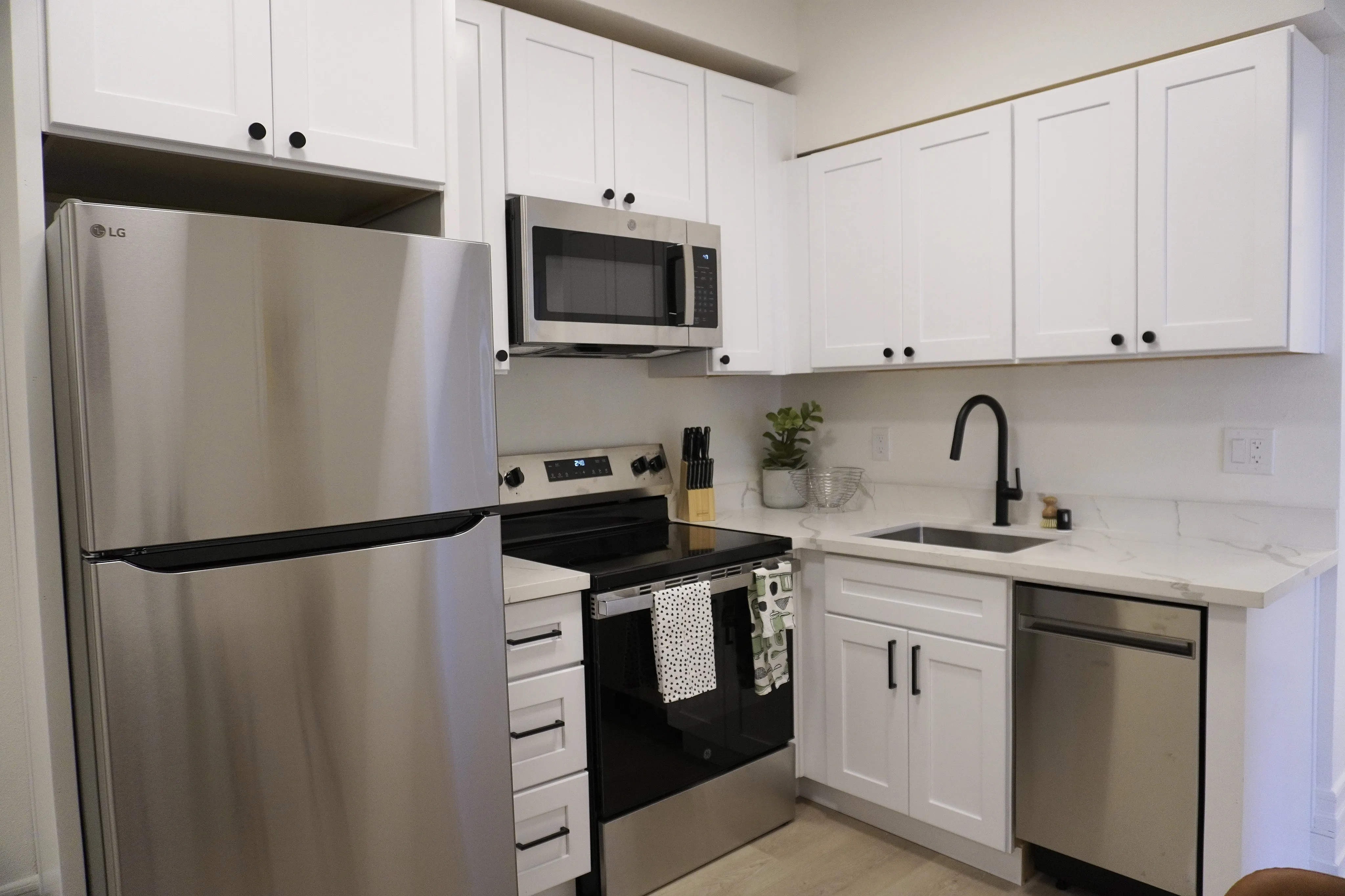 Modern kitchen appliances and fixtures