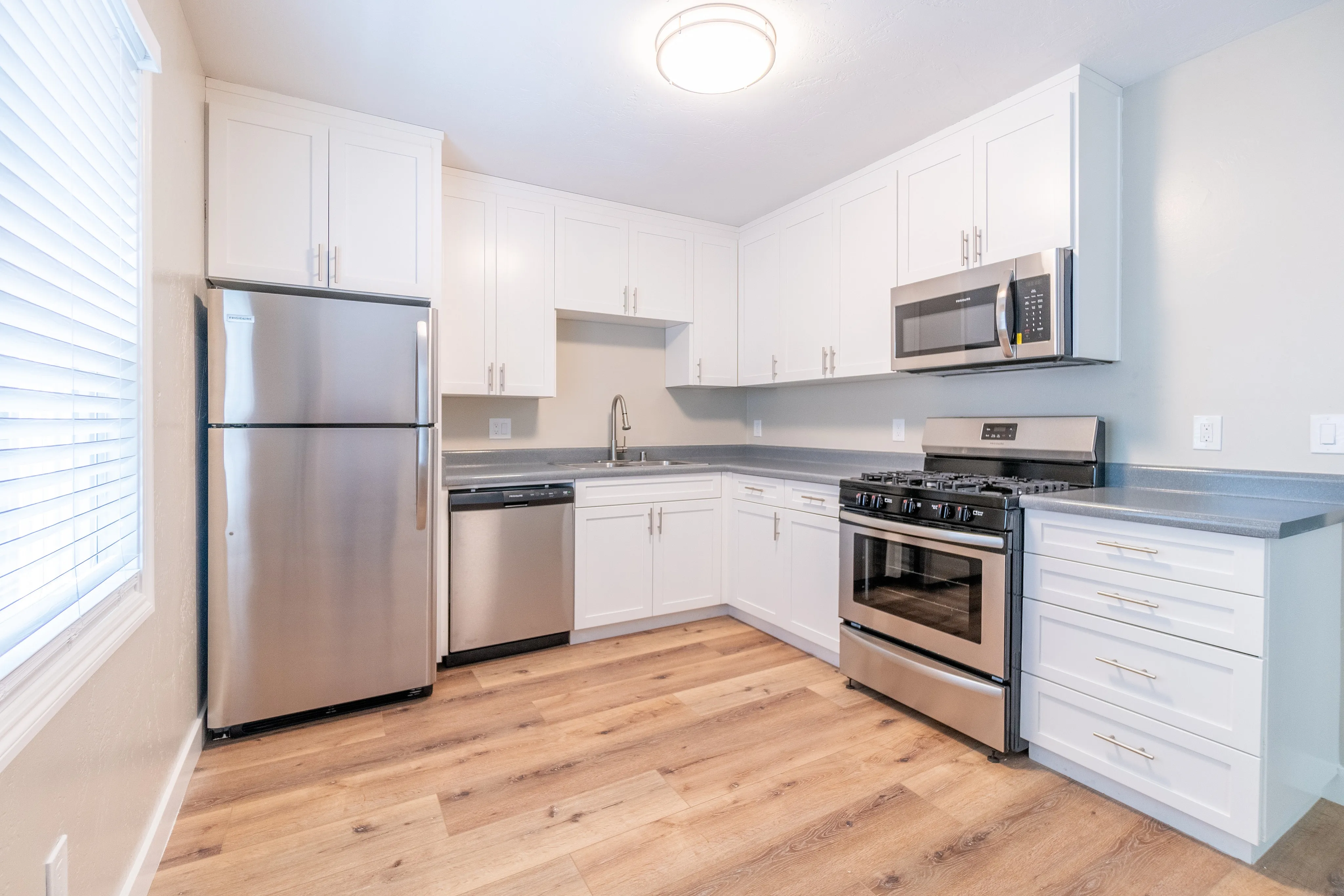 Luxurious kitchen with ash gray counters
