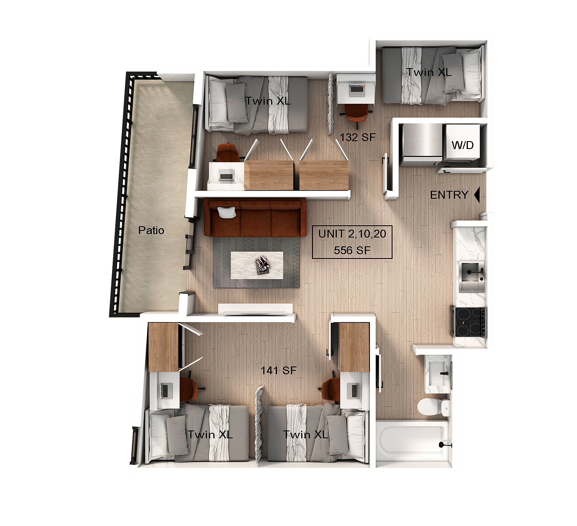 2 Bedroom | 1 Bathroom Apartment Floor Plan