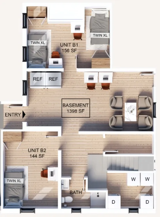 Lower level floor plan for 2335 Warring