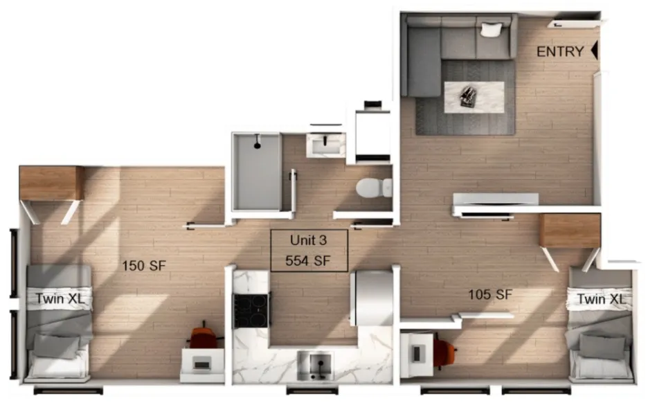 2 Bedroom | 1 Bathroom Apartment