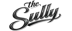 Sleek and modern logo design featuring the text 'The Sully' in polished chrome against a dynamic visual backdrop.