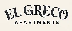 Elegant El Greco Apartments logo with classic typography on a soft beige background.