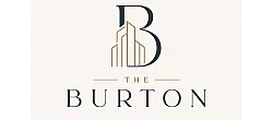 Elegant logo design for The Burton, featuring stylized modern architecture integrated into the letter B.