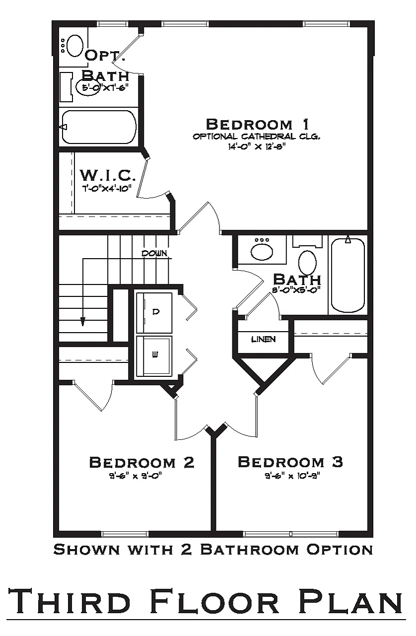 Terraces at Shepherdstown 4 Bedroom Third Floor Plan With Garage