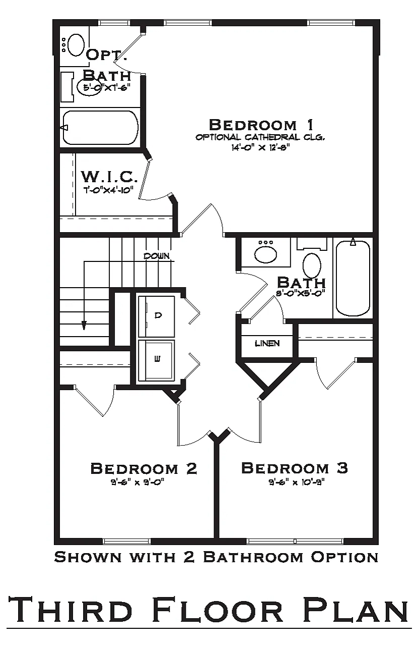 Terraces at Shepherdstown 4 Bedroom Third Floor Plan With Garage