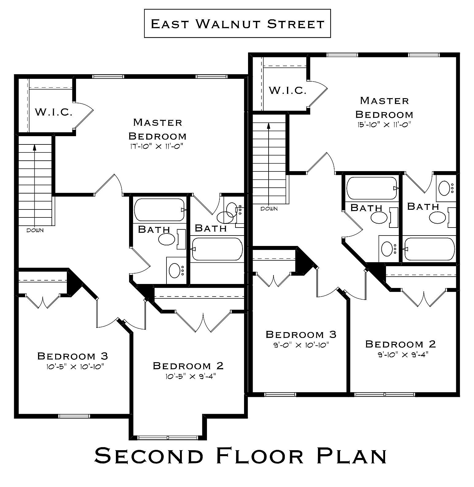 East Walnut Street 3 Bedroom, Second Floor Plan