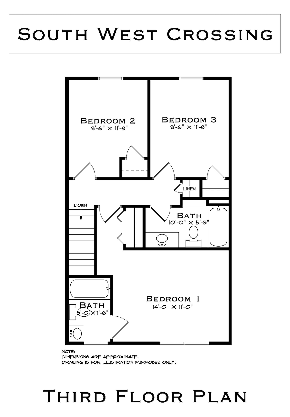 South West Crossing 4 Bedroom Third Floor Plan