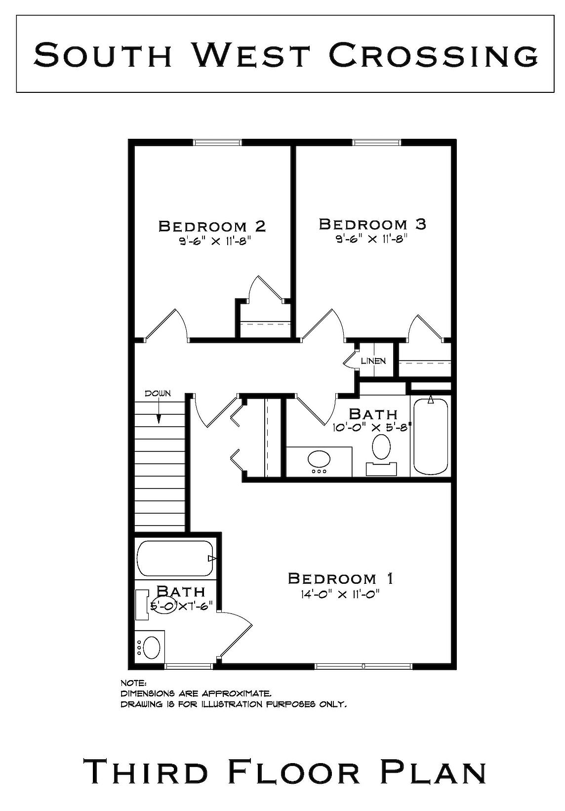 South West Crossing 4 Bedroom Third Floor Plan