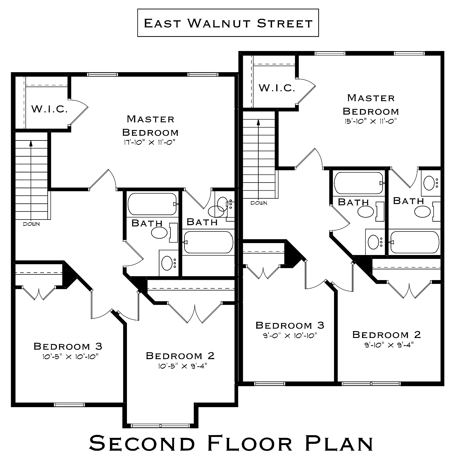 East Walnut Street 3 Bedroom Second Floor Plan