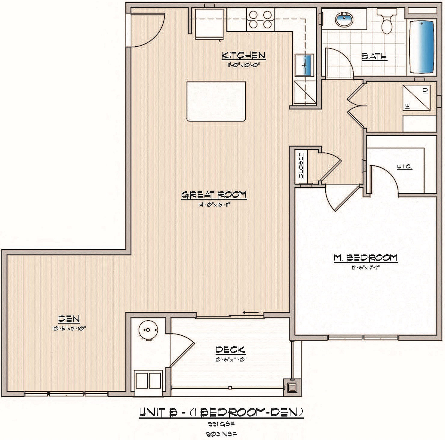 Cambria Phase 1, 1 Bedroom 1 Bath With Den