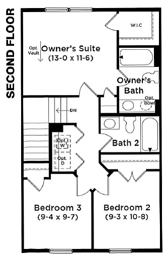 Burhans Village 3 Bedroom Second Floor Plan