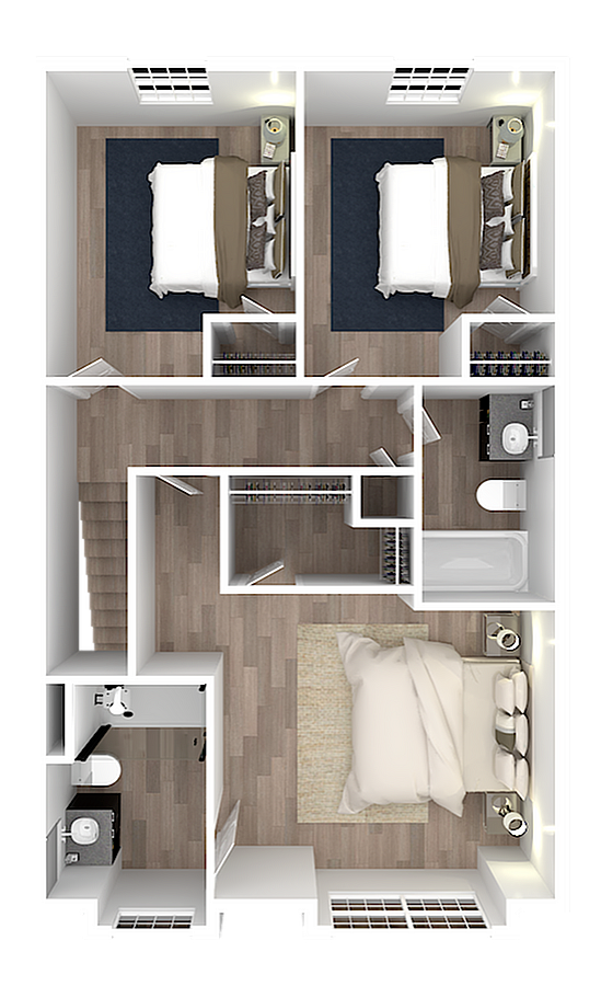 Meadow Springs Phase 1, 3 Bedroom Third Floor Plan With Garage