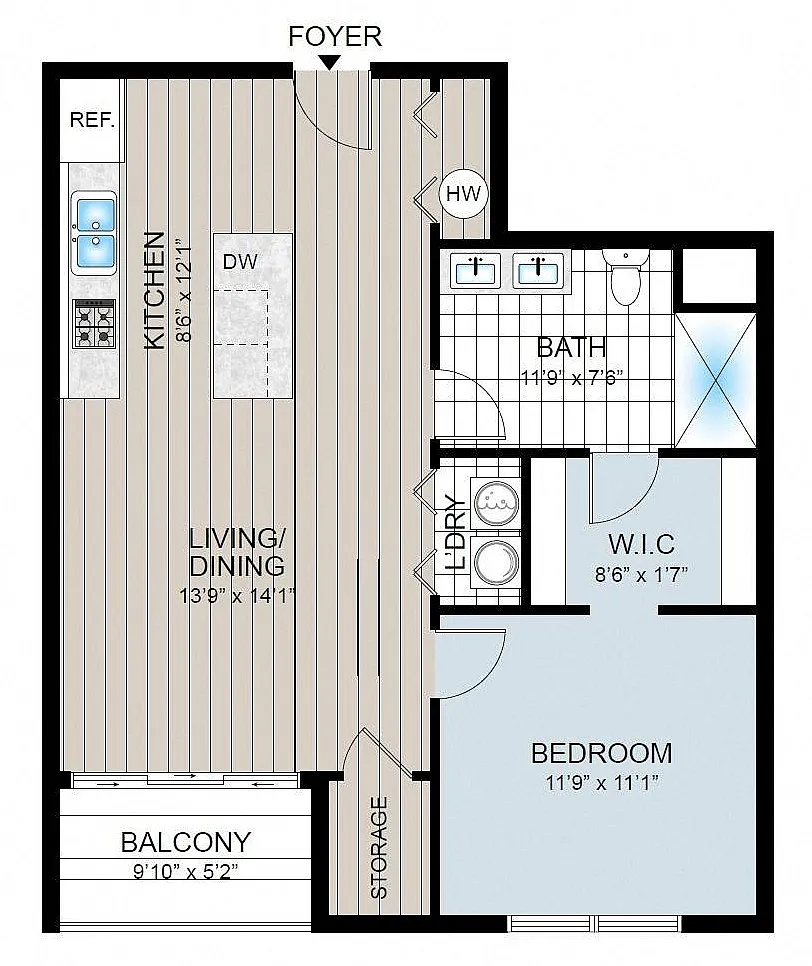 Franklin Square Phase 3, 1 Bedroom 1 Bathroom Loft L1