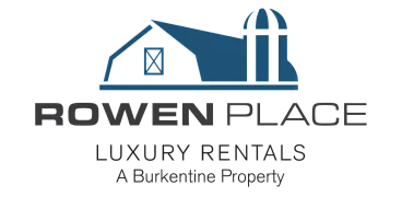 Logo for Rowen Place Luxury Rentals, a Burkentine Property, featuring a stylized blue house graphic.