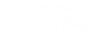 Hudson Ridge Luxury Rentals logo featuring elegant mountain design and tagline for a Burkentine property.